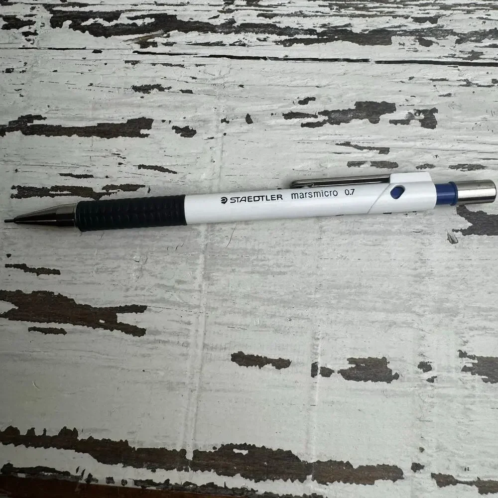 Vintage Staedtler Marsmicro Drafting Mechanical Pencil 0.7mm Germany White Blue